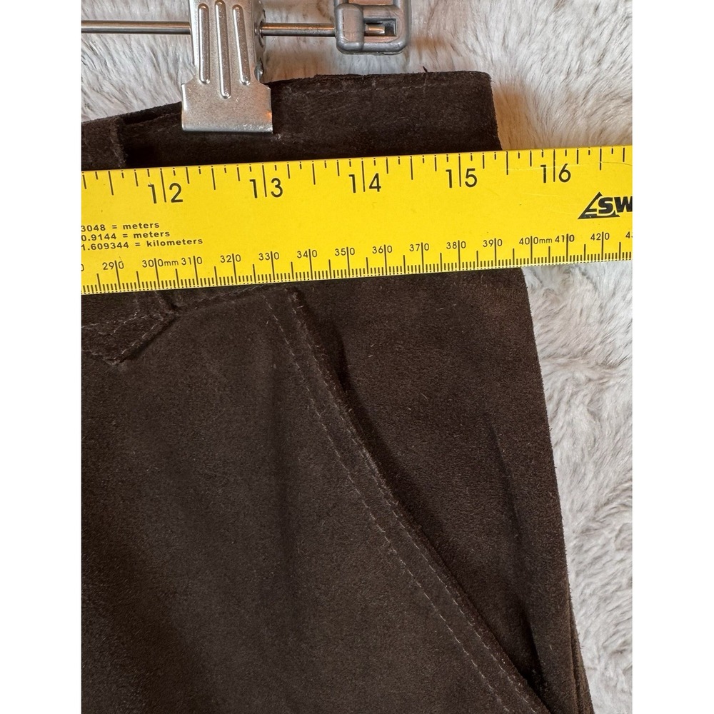 Sundance Pants Women's 6 Genuine Leather‎ Cargo Brown Zippers Pockets Biker Moto - Picture 14 of 16